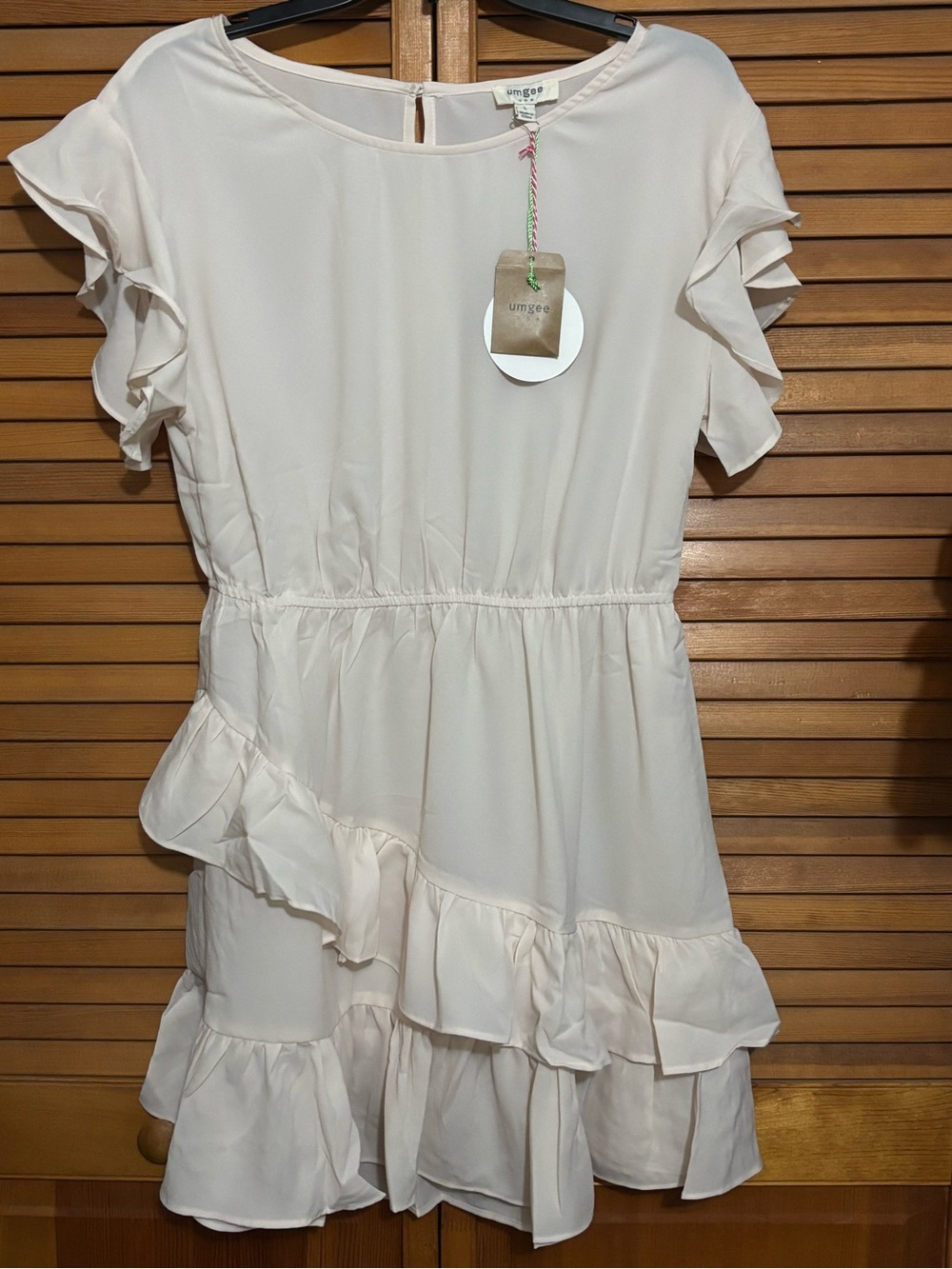 white, tiered ruffle mini dress